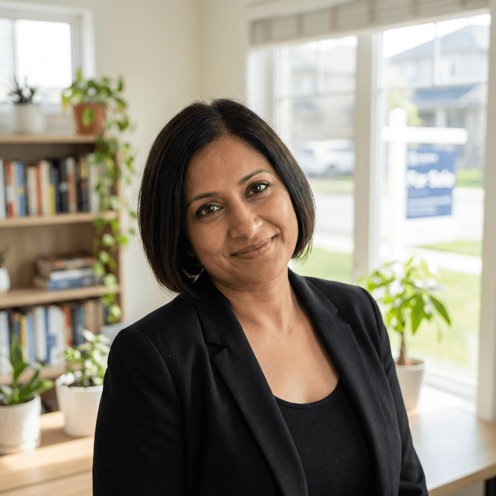 Female cafe owner in her late 30s, Black, warm professional appearance