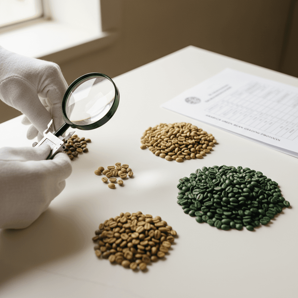 Hand-sorting coffee beans before packaging